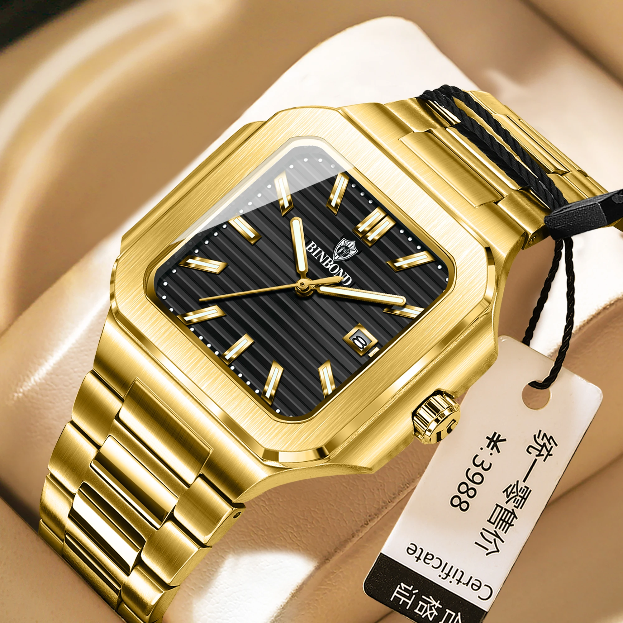 

Модные брендовые часы BINBOND 7086, повседневные мужские кварцевые часы с календарем и ночником, водонепроницаемые роскошные деловые мужские кварцевые часы 2025