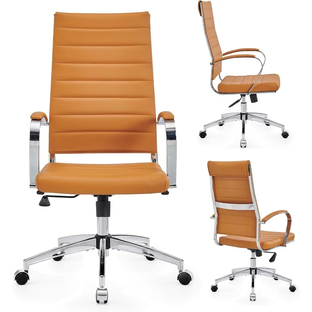 

Ergonomics Modern Desk Chair - Executive Office Chair With Armrests, Adjustable Swivel, Black Leather