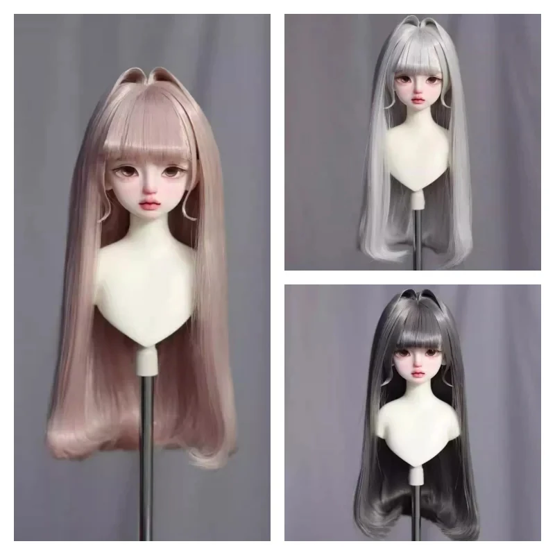 

Длинные кудрявые парики для кукол BJD 1/3, 1/4, термостойкие, серые, зеленые, розовые волосы