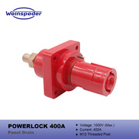 WOINSPODER 400A 1000V Powerlock Panel Drain Single Pole Panel Mounted Power Connector with M12 Threaded Post