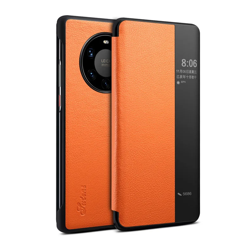 

Luxury Smart View Leather Flip Case For Huawei Mate 40 Pro Plus Mate40 40pro Mate40pro 5g Global Version Magnetic Phone Cover