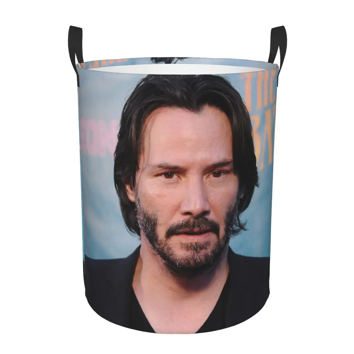 Custom Keanu Reeves Laundry Basket Foldable Large Capacity Clothing Storage Bin Famous Actor Baby Hamper