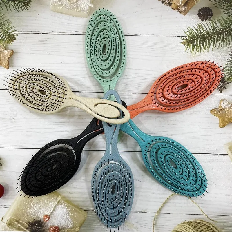 Mint Green Biodegradable Detangling Hairbrush Soft Vent Wet Lightly Pull No Harm Hair Eco Friendly Antistatic Massage Hair Brush