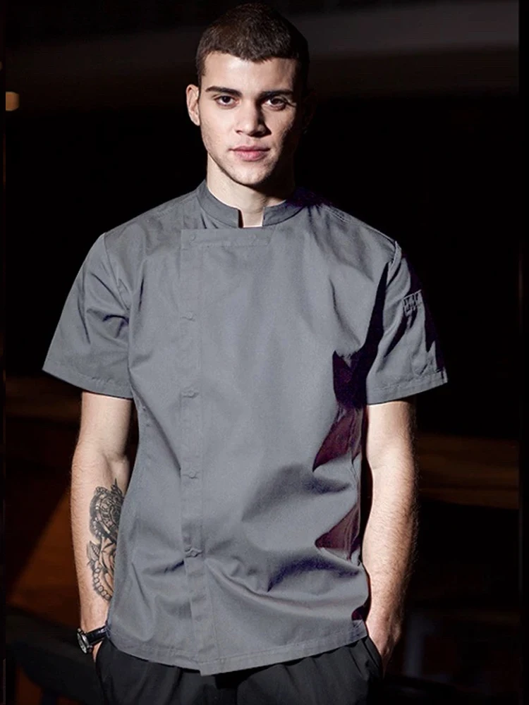 Zomer Koksjas Restaurant Keuken Chef Werkuniform Ober Werkshirt Koken Kostuum Kapper Catering Bakkerij Werkkleding