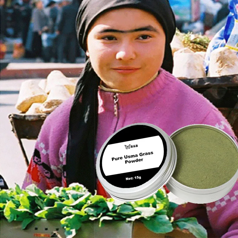 Natural Usma Grass Powder Traditional Growth Thickening Increased For Hair/Eyelash/Brow Usman Green