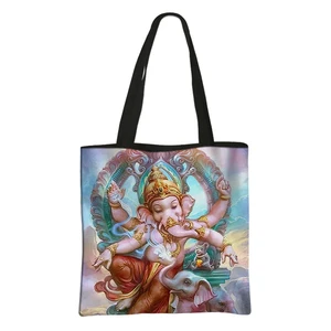 Umhängetasche mit Gott Elephant Casual Bag Wiederverwendbare Toutes von großer Kapazität, indische Götter Radha, Krishna, Ganesha Ganapati 6 Hauptverkaufsstatue Ganesha Grande - №5