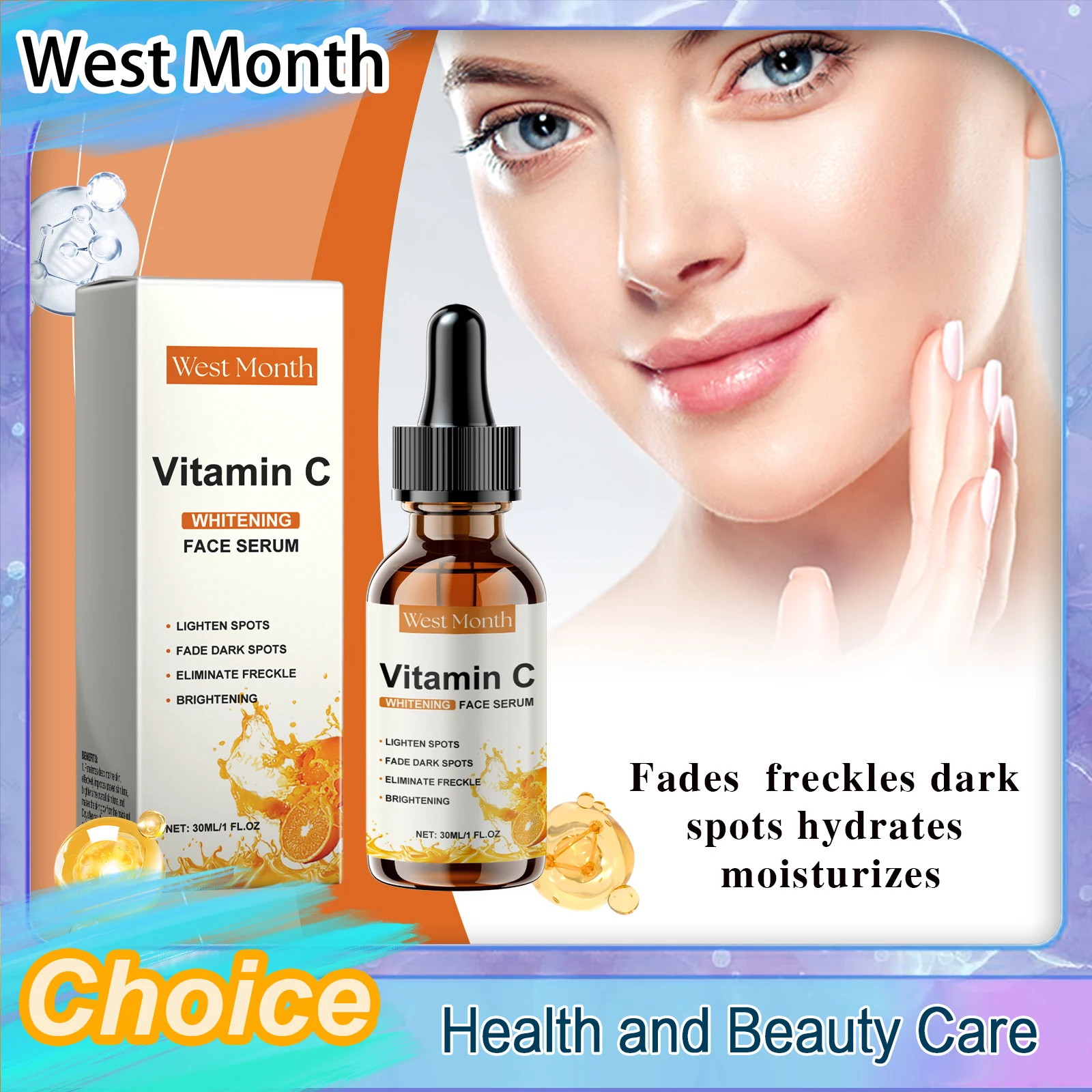 Sérum clareador com vitamina C: remove manchas e sardas, hidrata, nutre, ilumina a pele, suaviza linhas finas e uniformiza o tom da pele. Produto novo