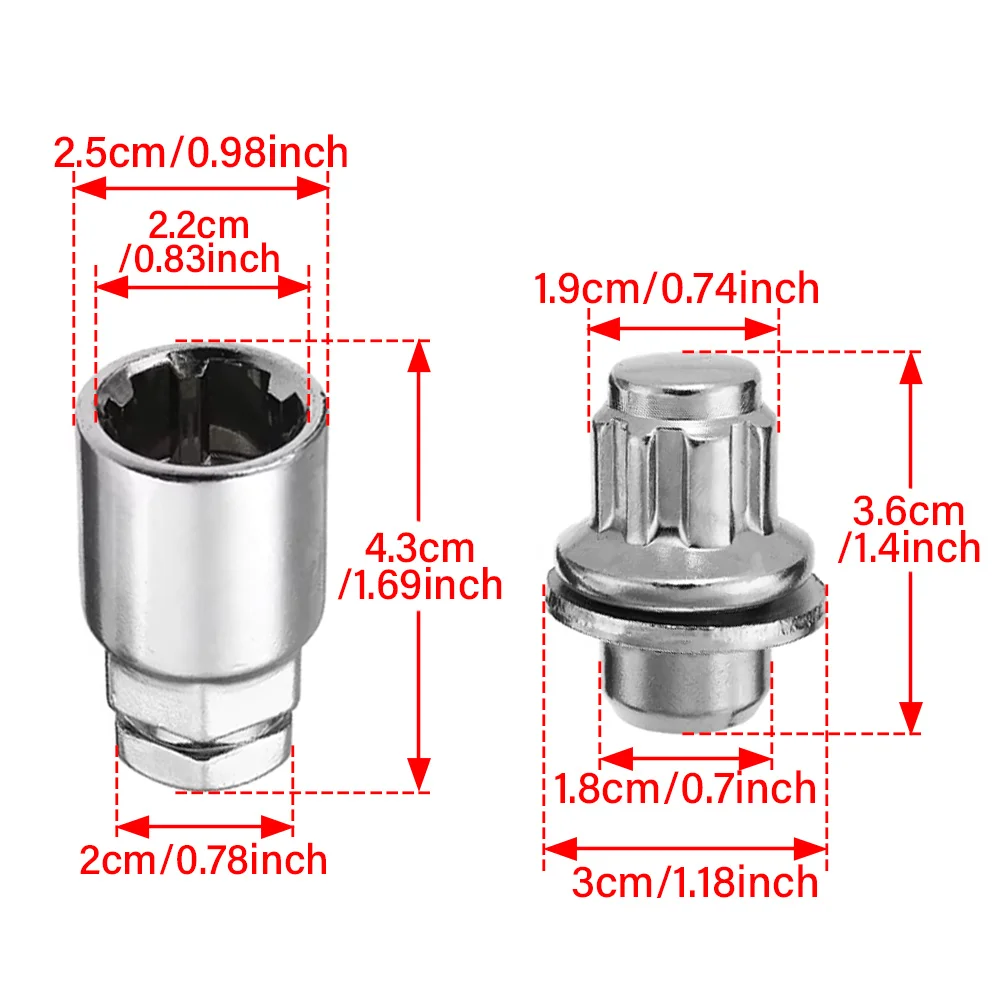 

5Pcs Wheel Lug Bolt Stud Nut Car Locking Wheel Bolt Nuts M12 x 1.5 For Toyota Aluminum Alloy Wheel Bolts Tire Anti-theft Screws