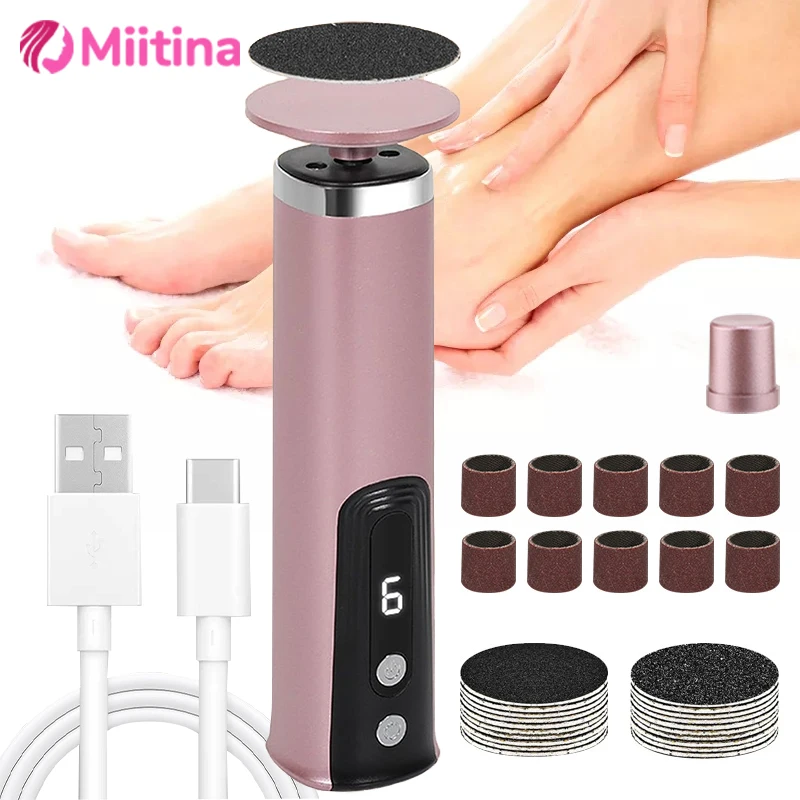 

2-in-1Foot Callus Remover Rechargeable Pedicure Tool Dead Skin Cuticle Removal with Replacement Sand Foot Hand Care Tool