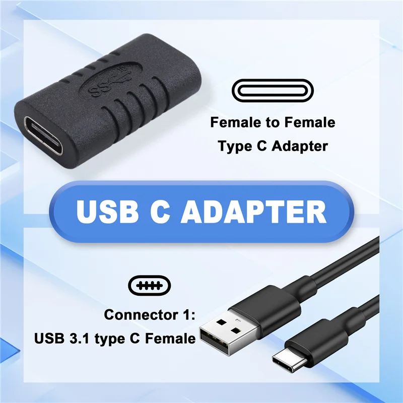 Adaptateur USB C A68Z femelle à femelle, adaptateur de Type C, petit adaptateur USB-C droit, convertisseur de connecteur USB 3.1 type-c