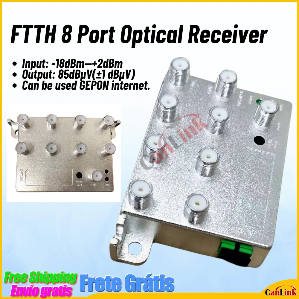 Nministériels d FTTH CATV 8 ports, récepteur optique, convertisseur de fibre de haut niveau, mini mode 8 ports