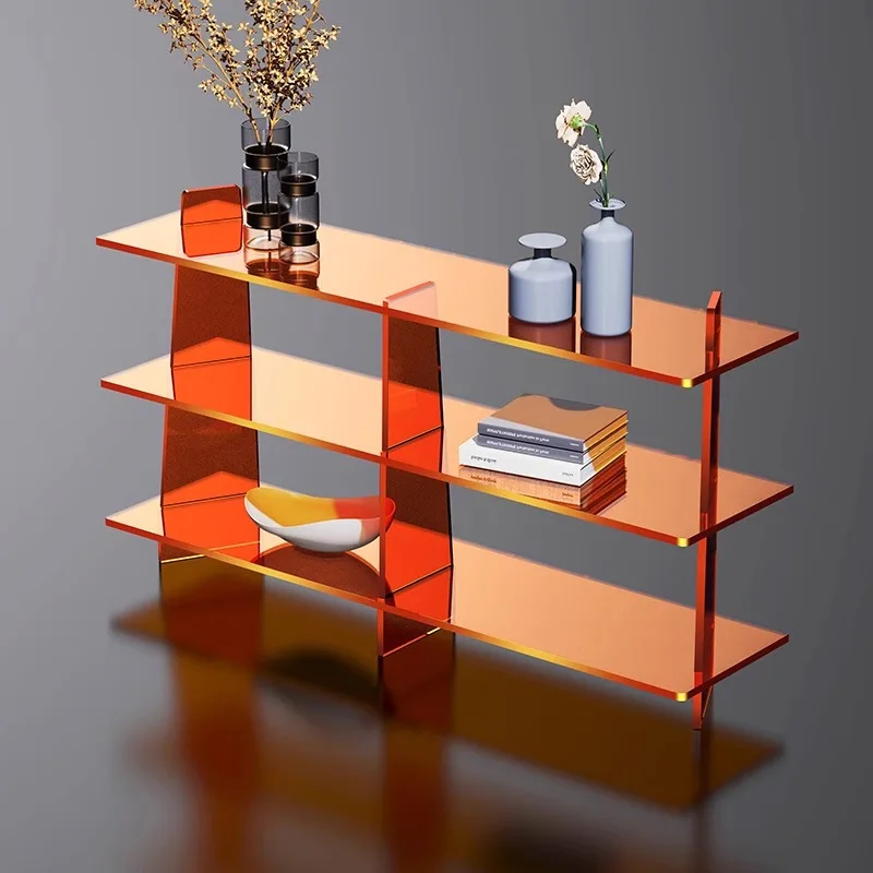 خزانة خالية من الرف، شرفة أكريليك، تخزين متعدد الطبقات مثقوب من الأرض إلى السقف، رف عرض حديث بسيط، غرفة المعيشة #2