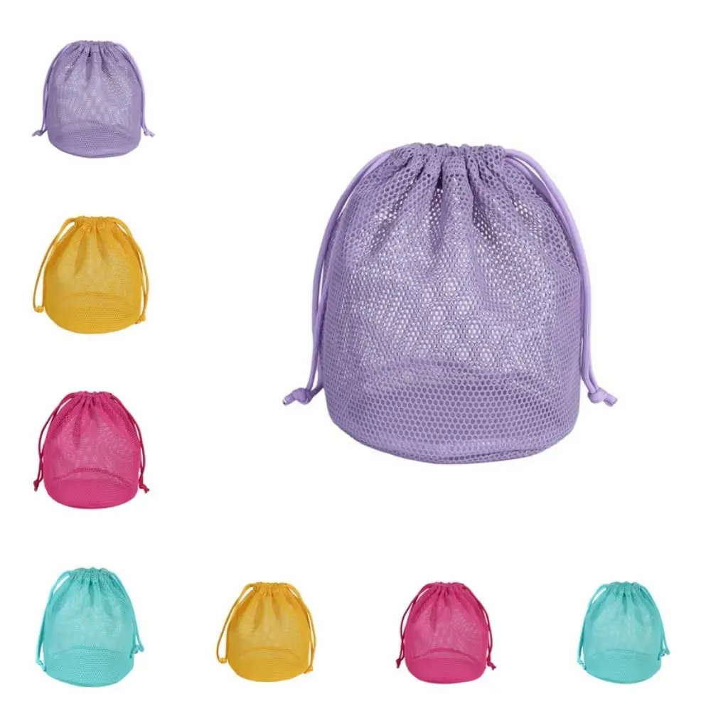 Nylon Mesh Drawstring Bag Hollow Out Fluorescence Color Breathable Bundle Pocket Large Capacity Durable Beach Handbag Make Up