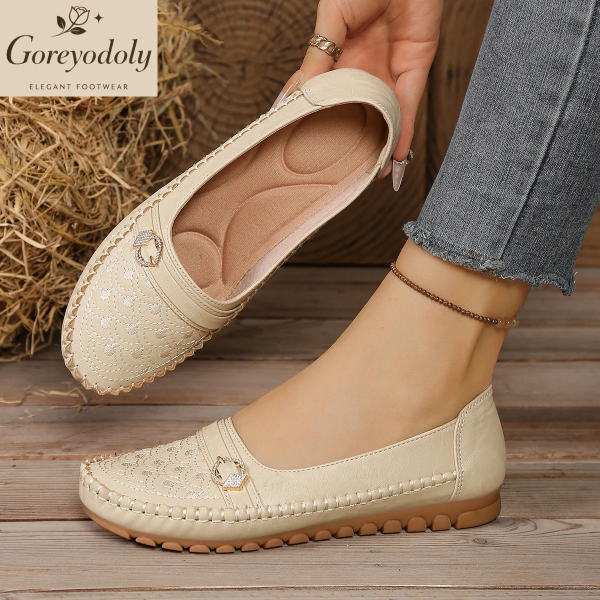 Mocassins pour femmes respirants brodés