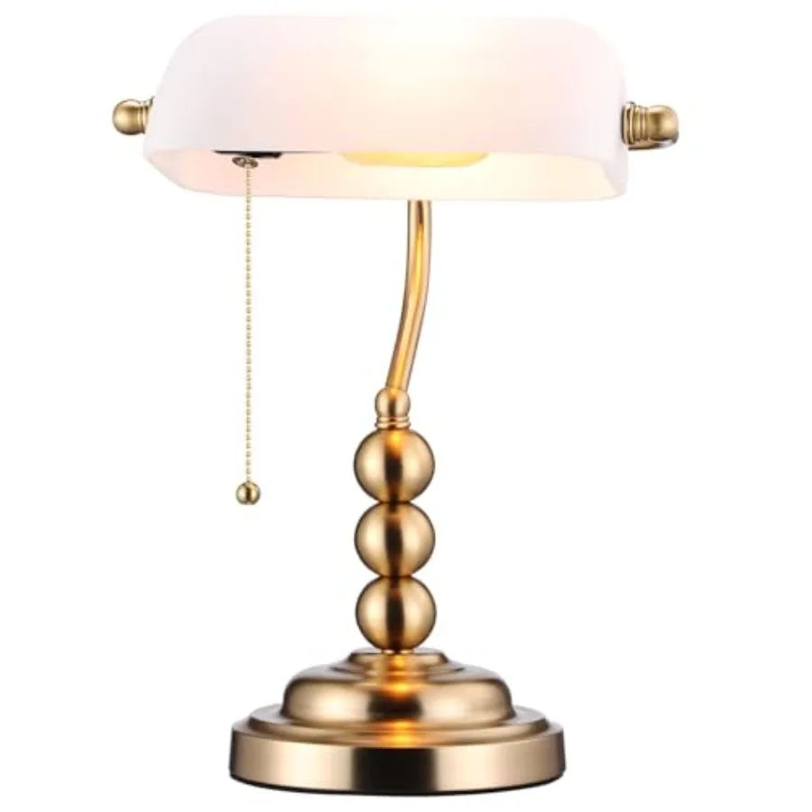 

Glass Bankers Desk Lamp Antique Desk Lamps with Retro Weighted Base Traditional Library Lamp with Pull Chain E26 Base Vintage D
