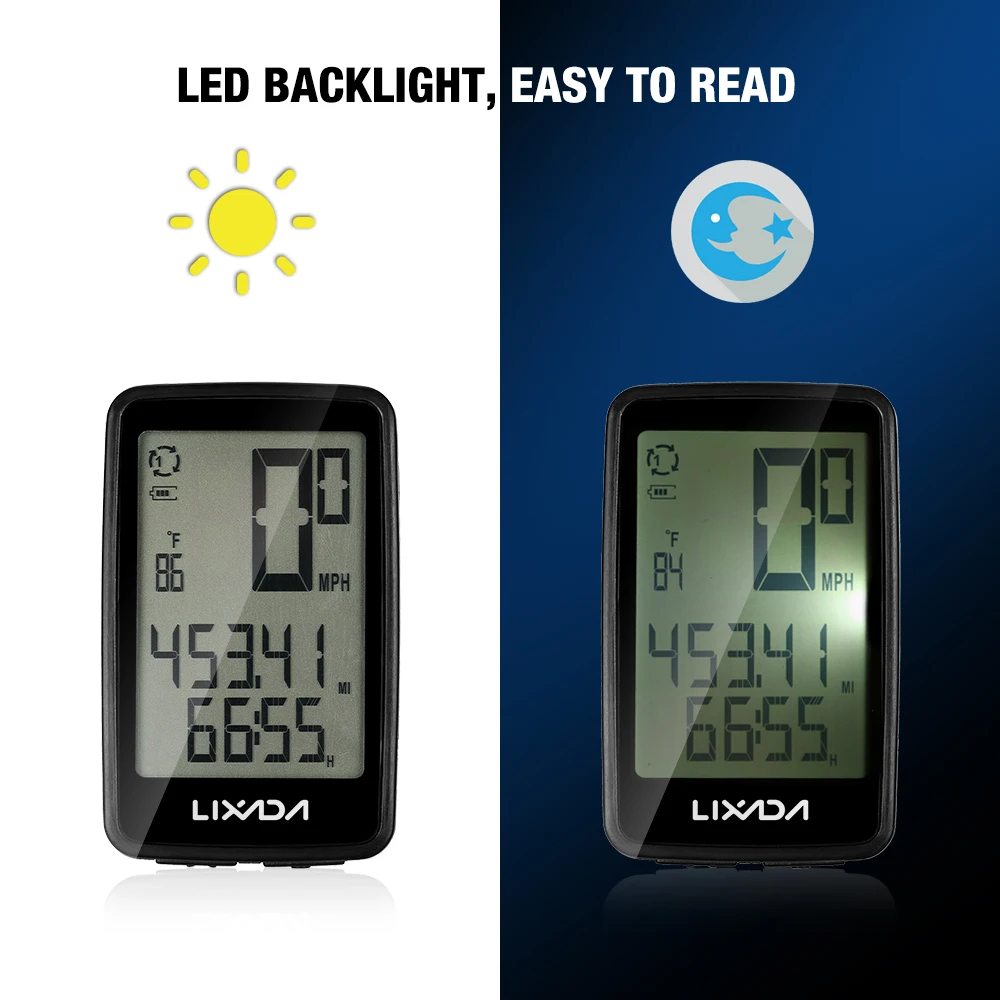 Lixada USB Rechargeable Wireless Bike Cycle Computer with Bicycle Speedometer Odometer