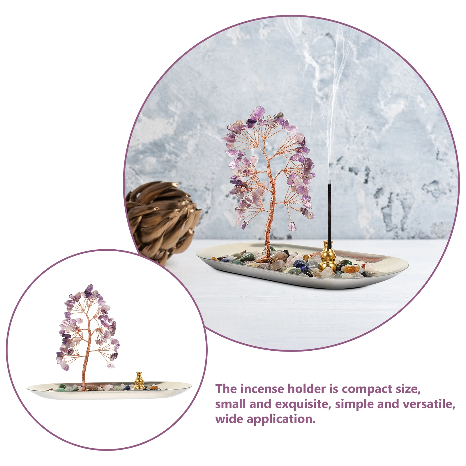 

Crystal Feng Shui Money Tree Incense Burner Decorative Aromatherapy Home Office Table Decor Adornment Gift