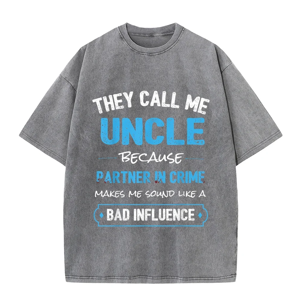 Funny Uncle Shirt Partner in Crime from Niece Nephew T-Shirt Y2k Men Men's Clothing Green Cotton T Quote Tee Short Sleeve