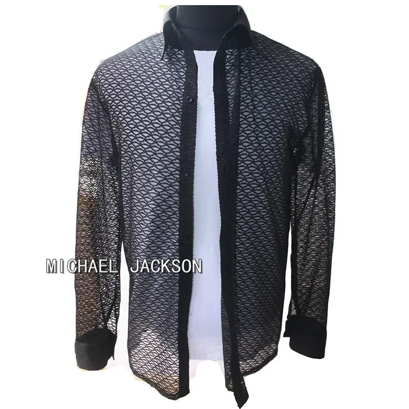 

Unisex Michael Jackson Classic Collection Black Lace Shirt Outfit Black Top Costume Cosplay MJ Lace Coat Jacket Handmade