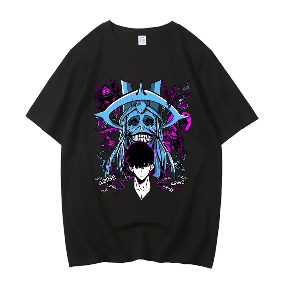

Hot Solo Leveling Print T-shirt Men's Anime High Quality 100% Cotton Casual T-shirt Street Trend O-neck Short Sleeve Top