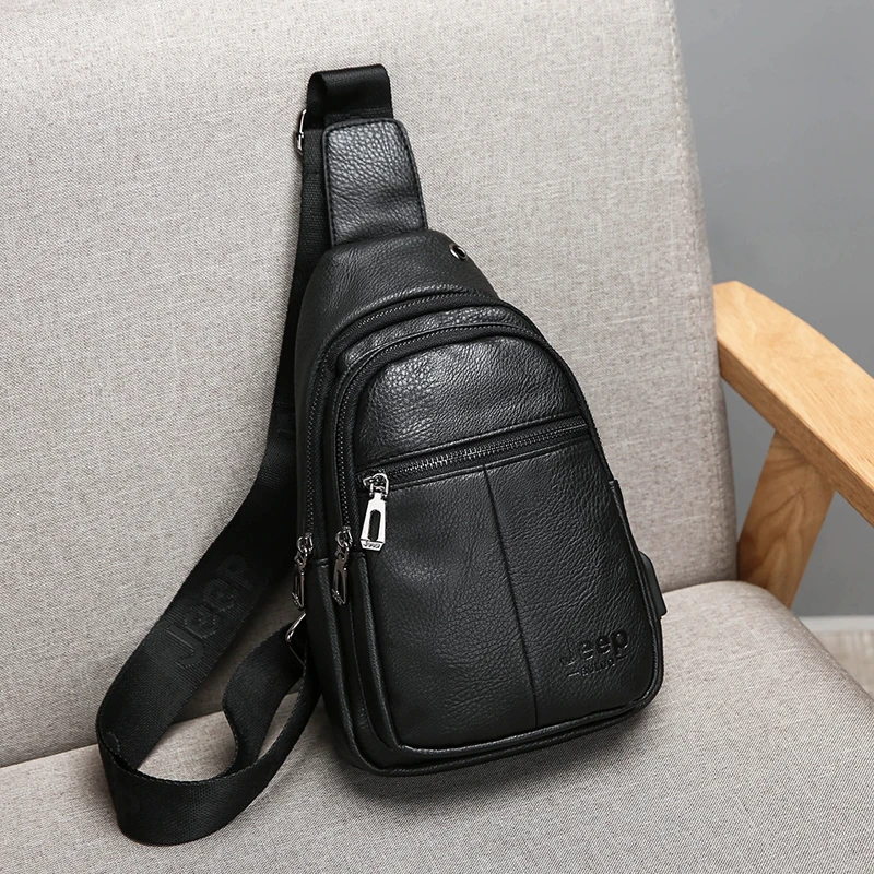 Luxusmarke Känguruleder Herren Brusttasche Reise Wandern Umhängetasche Herren Messenger Bag Leder Brusttasche Sling Bag – Detail 5