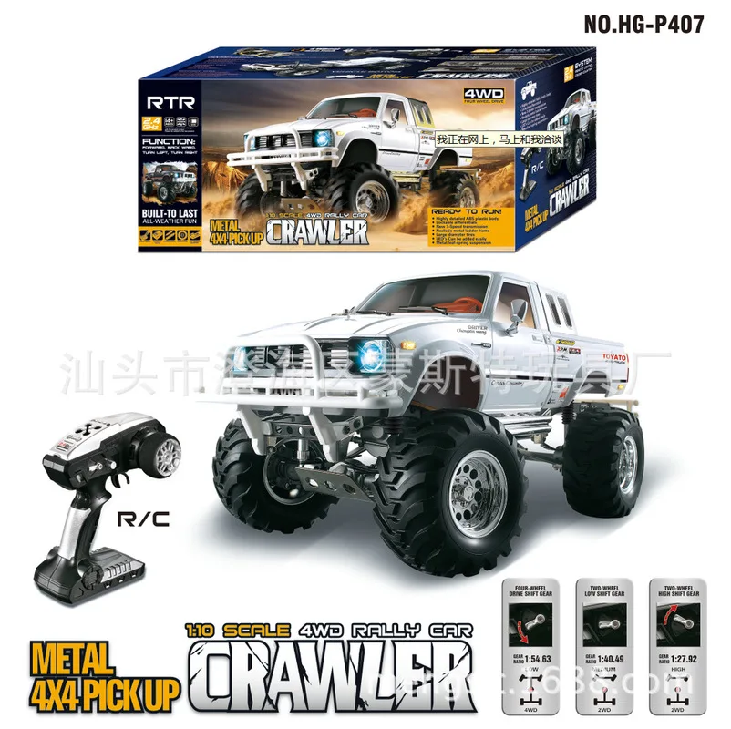 Hengguan Mountain Pig P407 Remote Control Car 1/10 Four wheel Drive Pickup Off road Climbing Car Children's Gift Model RC Toy