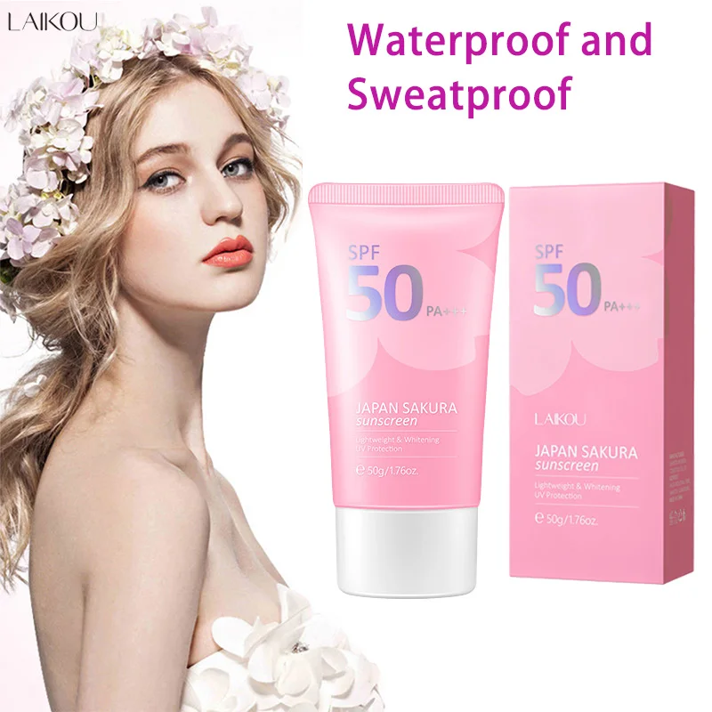 LAIKOU Sakura Spf 50 protector solar Facial cremas blanqueadoras hidratantes Gel Protector loción aislante cara crema solar corporal