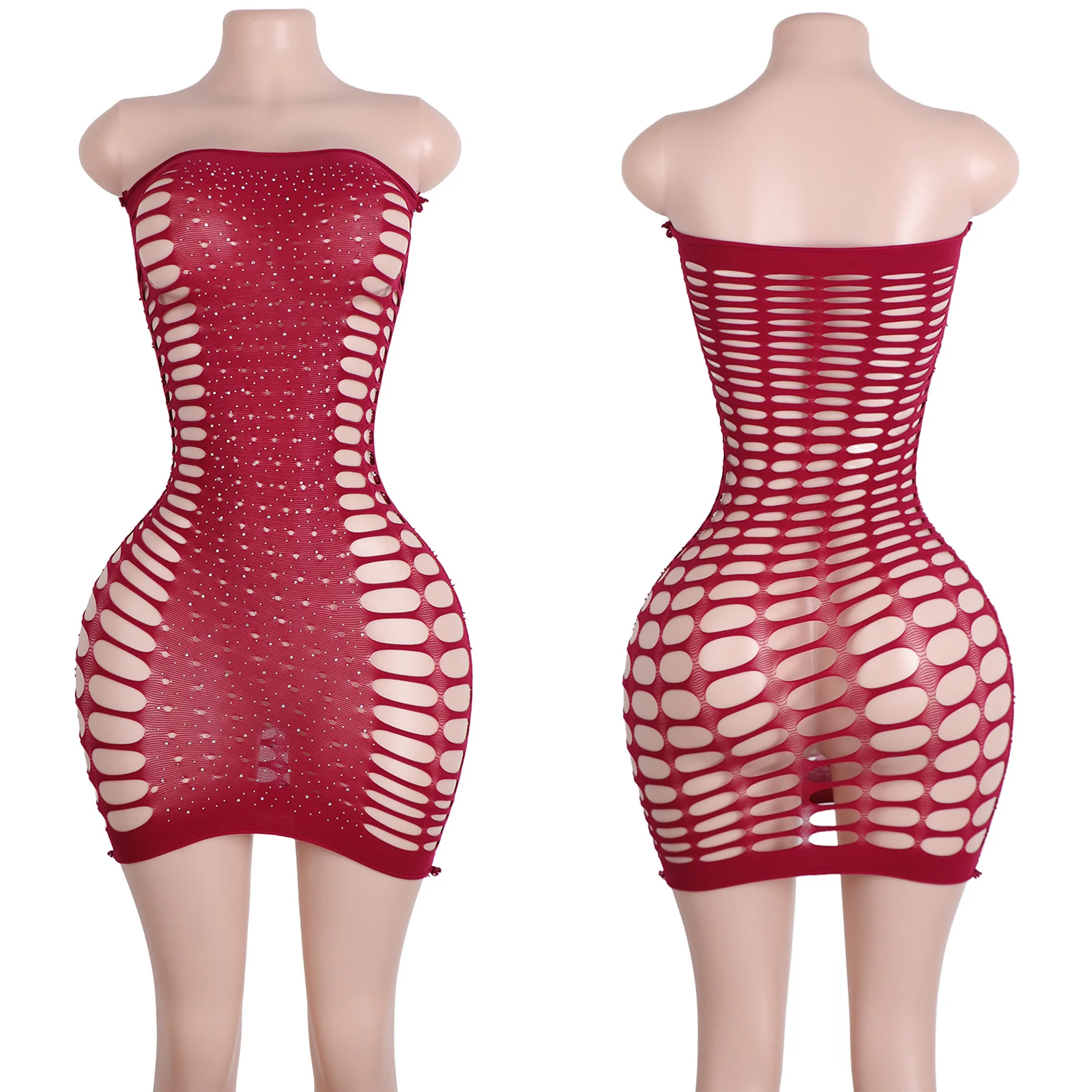 Stage Fishnet Rhinestone Bodysuit Performance Wear Sexy Dance Costume Club Outfit Entertainer Clothing Events Glamorous Apparel