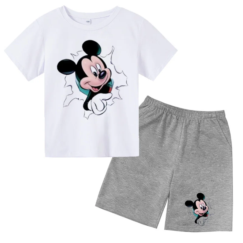 Disney children's summer T-shirt sets boys fashion printed tops girls short-sleeved T-shirt casual versatile children's clothing