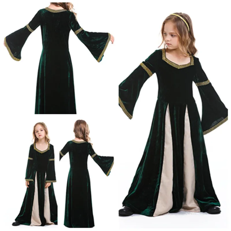 Mädchen mittelalter liche Renaissance Prinzessin Königin Kostüm Kleid Robe grün mittelalter liche Schaukel Kleid Kinder Vampir Halloween Karneval Kostüme