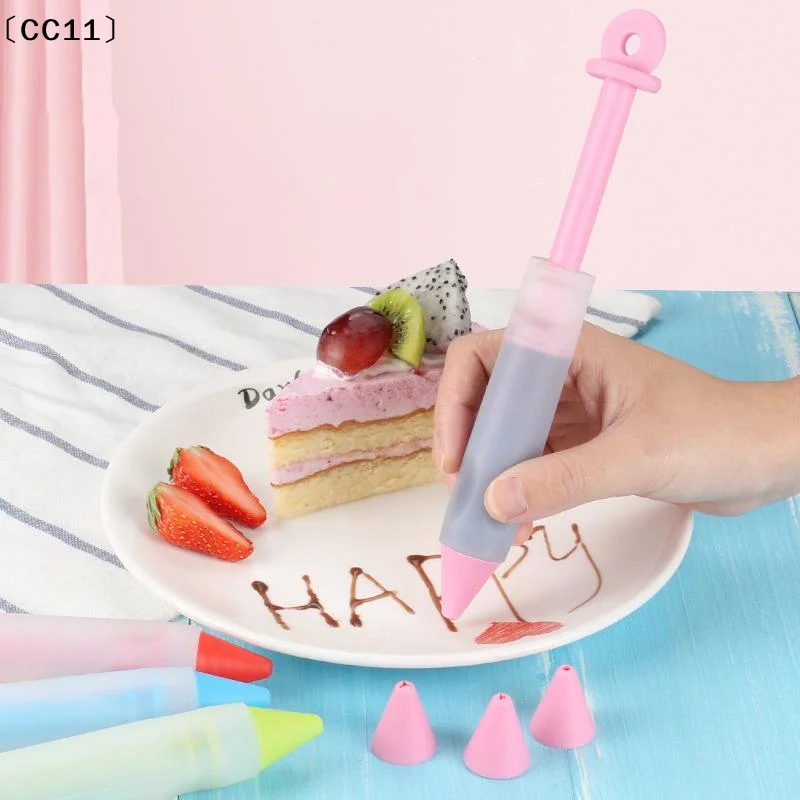 4-Head Piping Tip Set Silicone Chocolate Butter Piping Pen Piping Bags Piping Bottles Writing And Baking Tools〔CC11〕