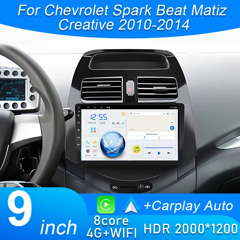 

4G Car Radio Carplay Android For Chevrolet Spark 2009-2016 Multimedia Video Player touch screen Navigation GPS Auto stereo DVD