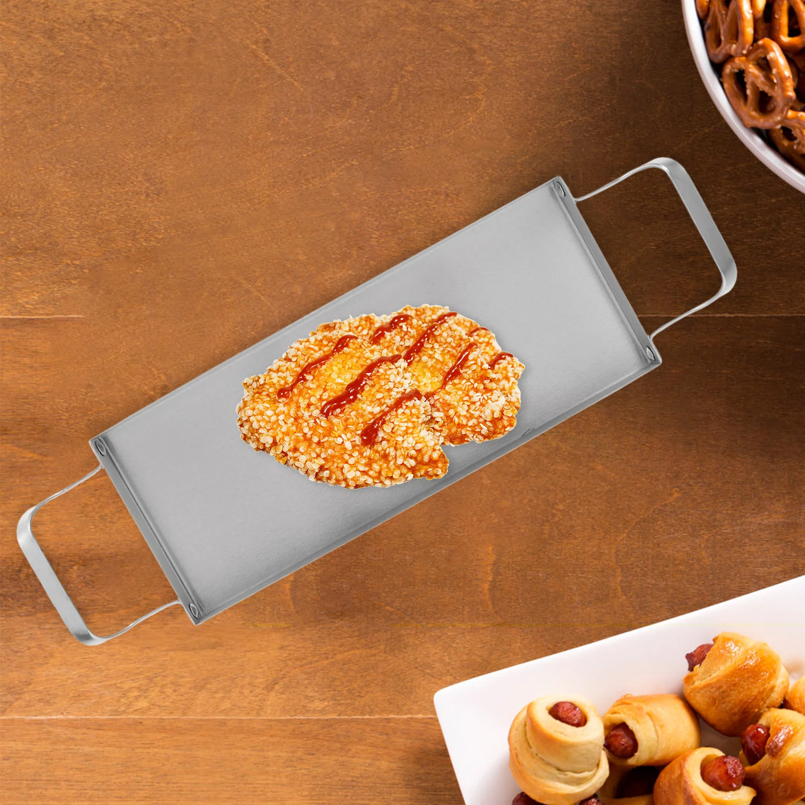 

Korean Style Stainless Steel Bbq Plate Sleek Modern Design for Grilling Serving Appetizers Desserts Pot Indoor Outdoor