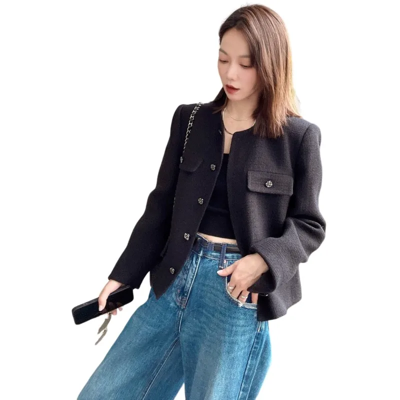 

Fashion temperament elegant atmosphere contracted loose version show thin short coat women casacos formais femininos manteau