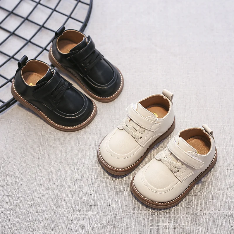 Baby Walking Shoes 2024 Autumn New Suitable for 1-3 Years Old Baby Shoes Boys and Girls Soft Bottom Leather Shoes Solid Colour