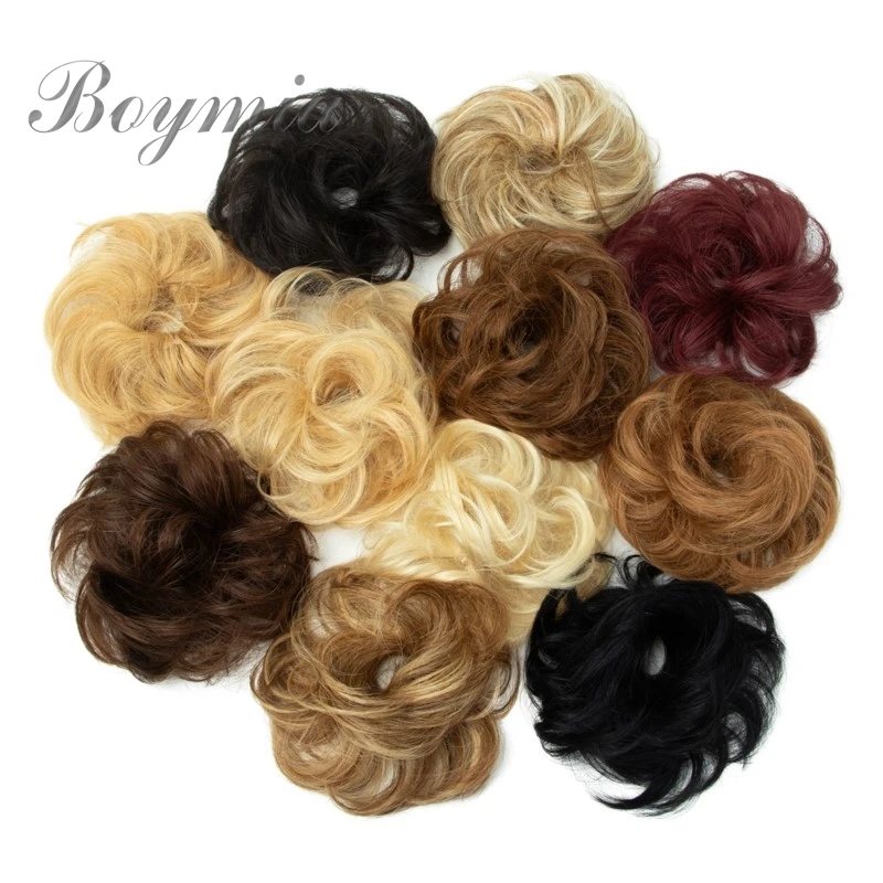 Coque bagunçado pedaço de cabelo encaracolado natural cabelo humano coque updo donut extensões de cabelo real flexível elástico pedaço de cabelo 40g