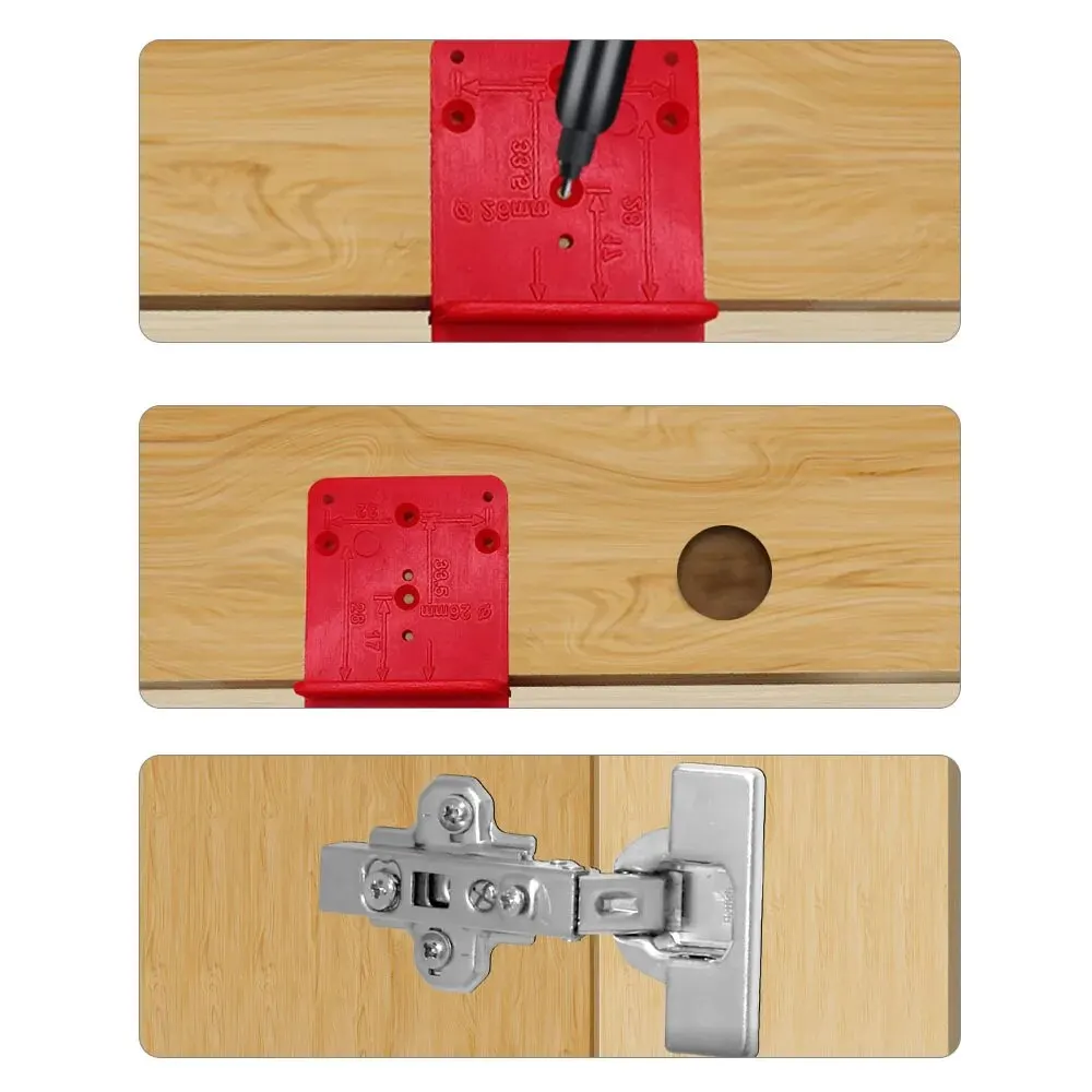 Scharnierloch-Bohrführung, Positionierungsmarkierungsschablone, 26/35/40 mm, Scharnier-Installationsvorrichtung, Tür, Schrank, Scharnier, Lochsucher, Holzbearbeitung – Detail 10