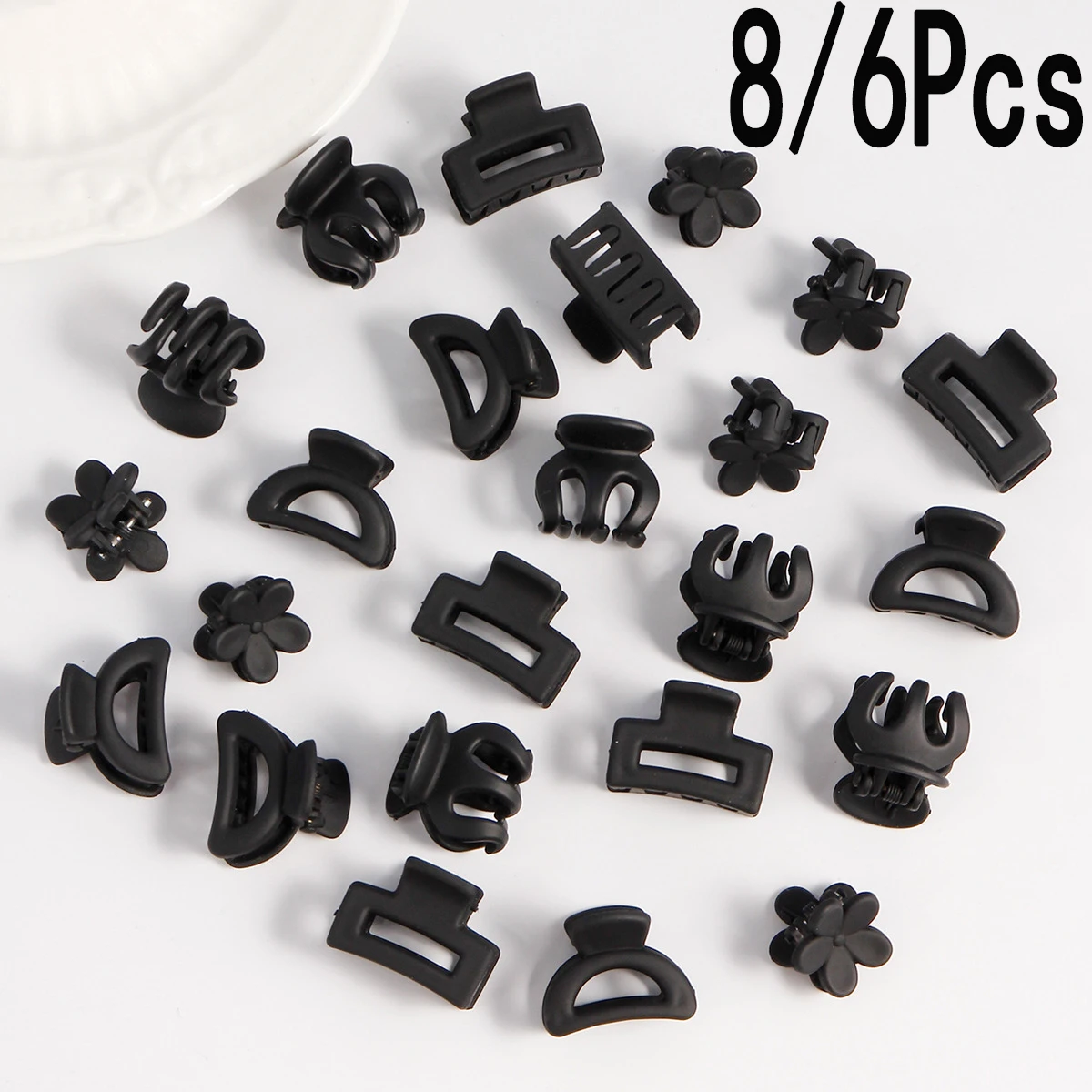 

8/6Pcs/set Black Hair Claws Elegant Acrylic Hair Clip Hairpins Barrette Crab Claw Clip Headwear For Women Girls Hair Accessories