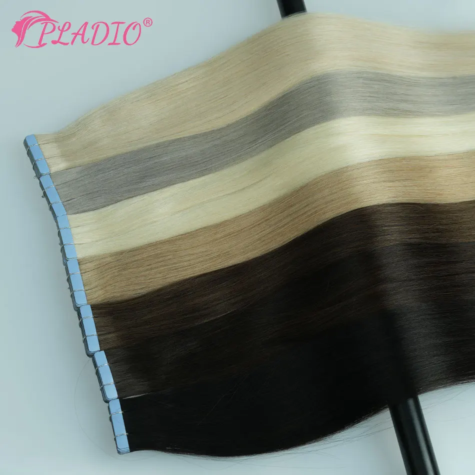 الشريط في وصلات الشعر الأوروبي مستقيم شعر بشري طبيعي ملحقات لاصق الجلد لحمة ريمي 12-26 بوصة واجهة صغيرة