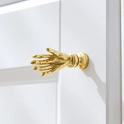 Nordic Creative Handles for Furniture Brass Big Palm Light Luxury Cabinet Handle Home Decor Wardrobe Pulls Copper Door Knobs