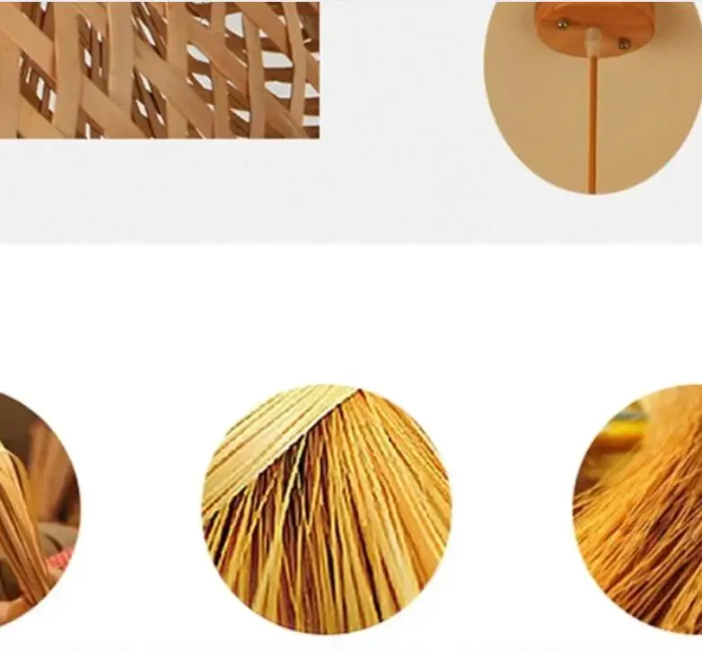 

Handmade Classical Bamboo Weaving Chandelier Hanging LED Ceiling Fixtures Rattan Woven Home Bedroom Decors