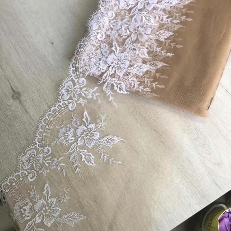 

30Yards White Embroidery Lace Trim Mesh Tulle Clothing Accessories Dress Sewing Applique Costume Lace Fabric