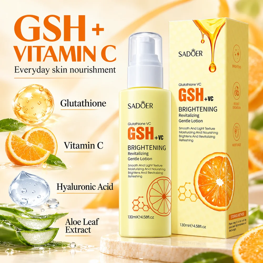 SADOER Glutathione Vitamin C Brightening Body Lotion Moisturizing Skin Care for Dry Rough Skin Lightweight Non-Greasy Daily Care