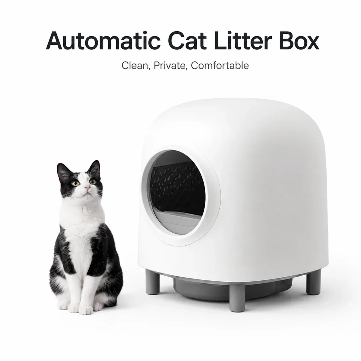 Automatic Litter Box for Cats Smart Self Cleaning Cat Toilet with Odor Control Semi