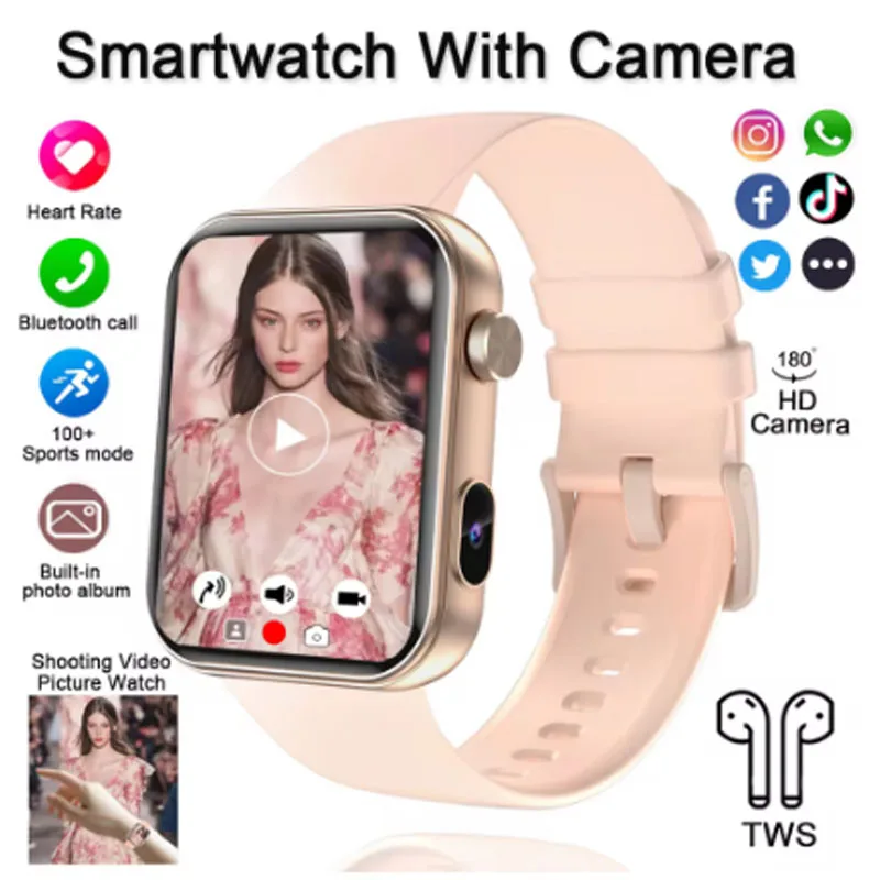 Have a Camera Smart Watch Women Video Player Heart Rate 1.9"HD Screen 100+ Sport Watch Bluetooth Call For  Motorola Moto G8 Plus