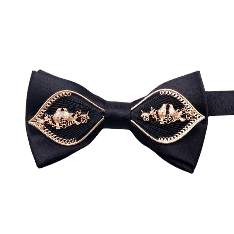 Wedding groom bow tie Han silk groomsman group black navy Xiuhe Dragon phoenix diva dress bow