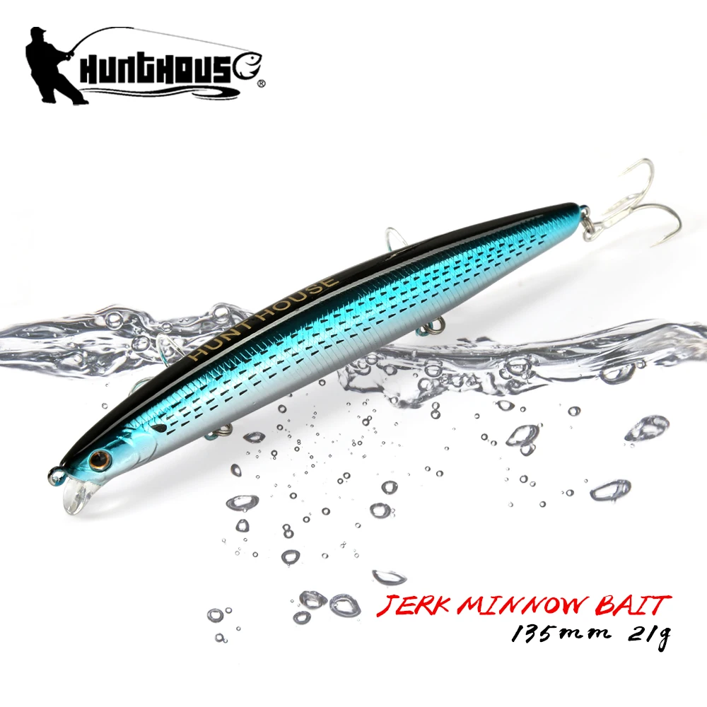 

Hunthouse Fishing Tungsten Minnow Lure 135mm/21g Floating swimbait Jerkbait saltwater for seabass bluefish fish tackle Pesca