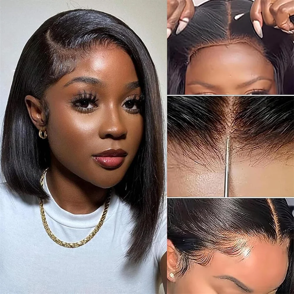 180% Straight Glueless Wig Ready To Go Human Hair Wigs Pre Cut Lace Air Wig Sale Wear And Go Bob Wigs For Women Human Hair