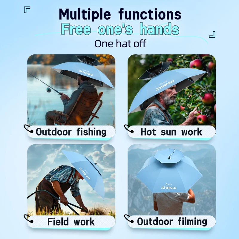 YUZHIYUAN 1PC Fishing Hat Folding Umbrella Hat Large Sunshade Area Multi Functional Suit for Outdoor Hiking Fishing Camping