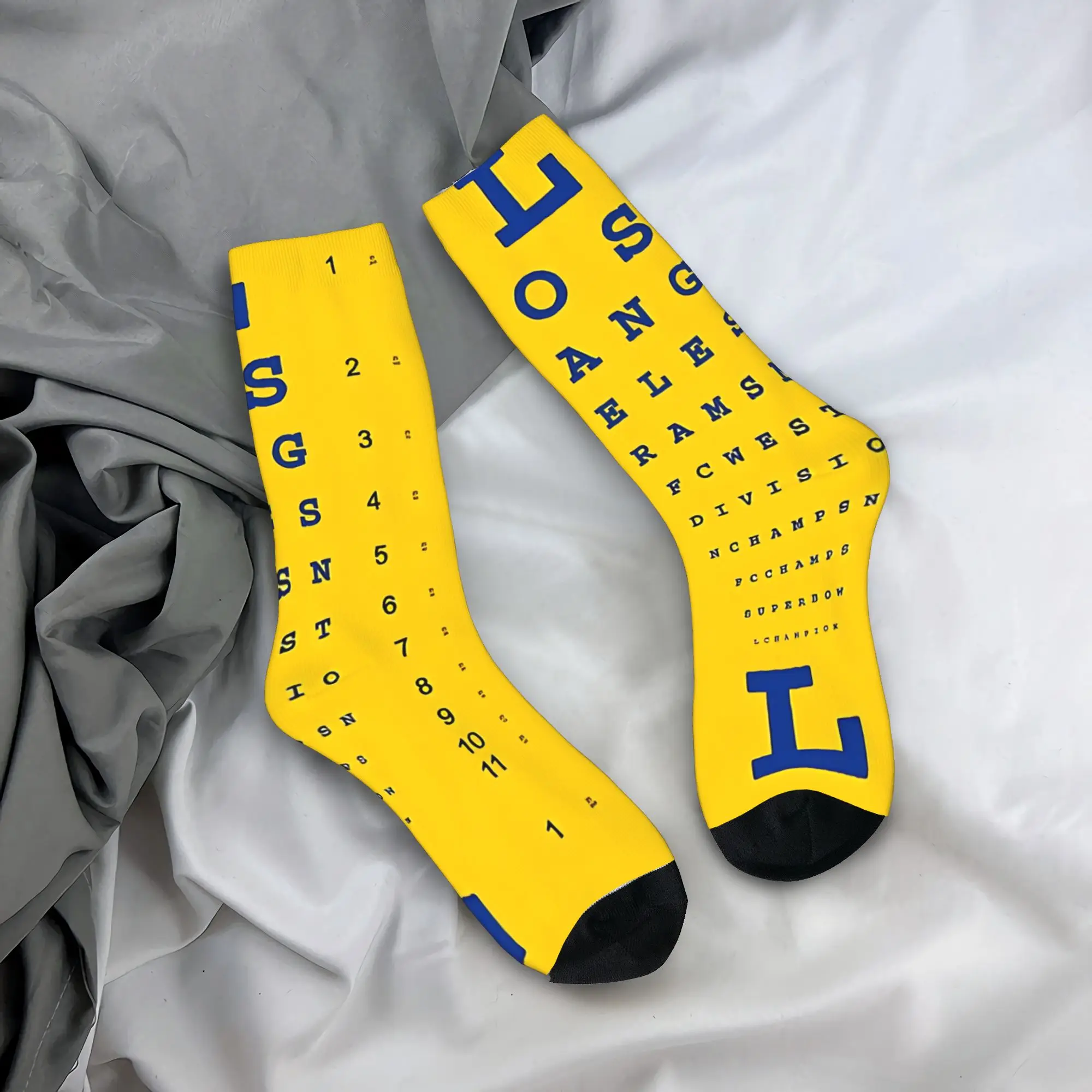Rams Champs Eye Chart Royal In Sol   Socks Autumn  Stockings Gothic Adults Men Medium Soft Socks Design Cycling Anti Skid Socks